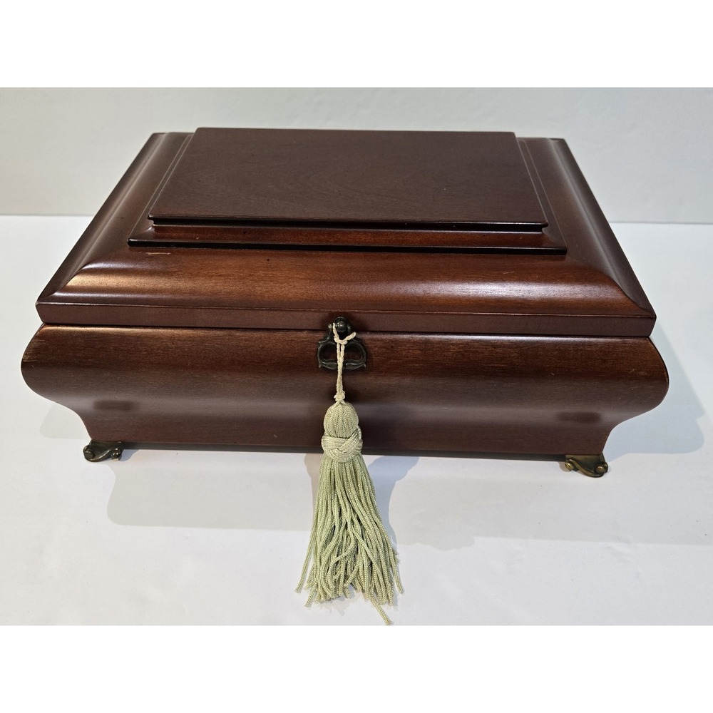 1998 Bombay Company Music Jewelry Box Cherry Wood Chest WONDERFUL WORLD Song